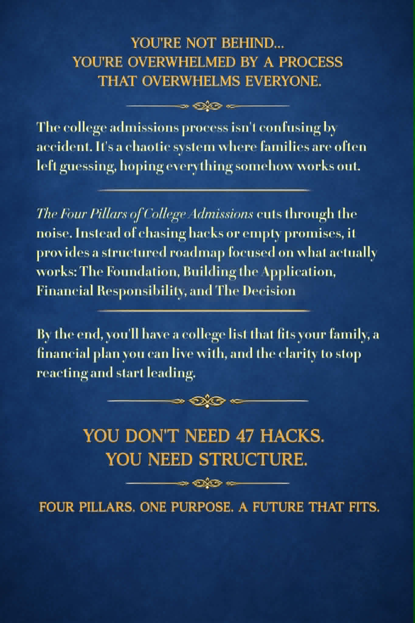 The Four Pillars of College Admissions — back cover